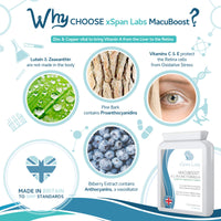 Xspan Labs MacuBoost All-in-ONE AREDS 2 Plus Formula 60 Days Supply - Lutein, Zeaxanthin, Bilberry, Pine Bark - Support Normal Eyes and Macular Health