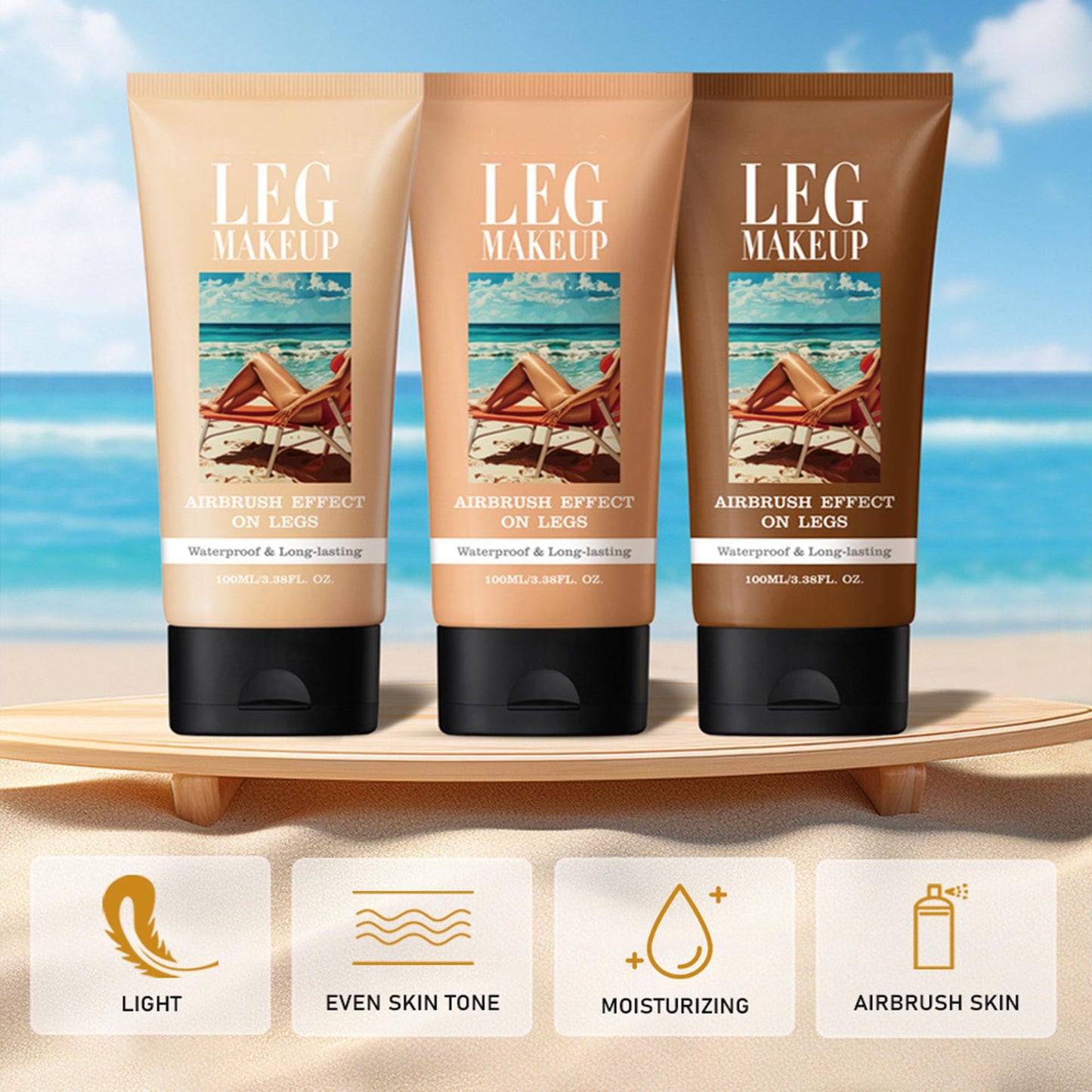 Generic Miracle De Paris Body Coverage Perfector, Leg Makeup Waterproof, Tattoo Cover Up Cream, All Over Complexion Perfector With Body Makeup Brush (Light Brown#02)