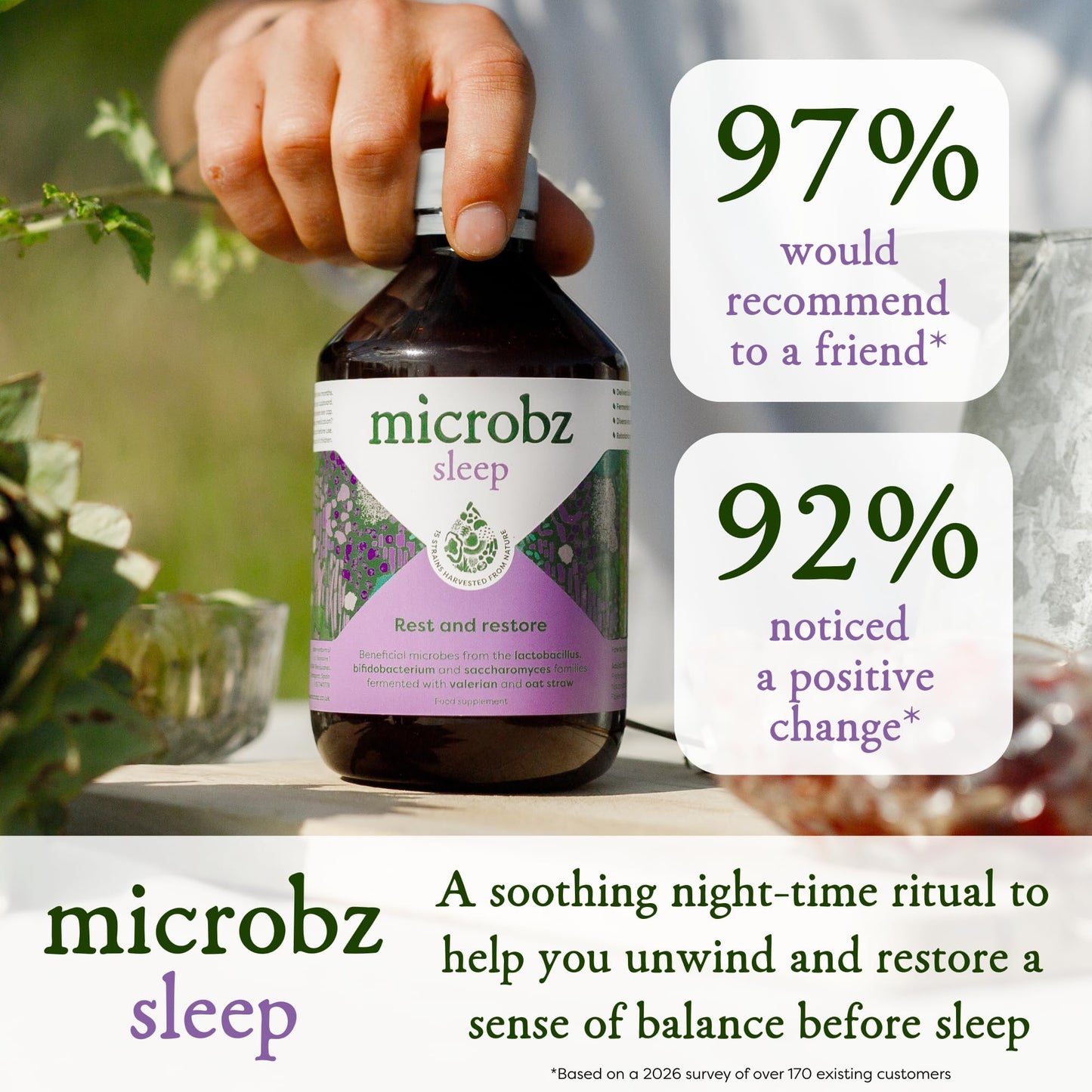 microbz MICROBZ SLEEP Liquid Probiotics for Gut Health, Award-Winning Probiotic Supplement with 15 Strains & Fermented Herbs for Restful Sleep – Gluten Free Vegan Probiotic Drink for Women & Men – 31 Servings