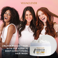 Vegnclever Keratin Hair Mask: Keratin Hair Treatment Mask, Deep Conditioning Hair Mask Treatment, Hair Deep Conditioner Mask for Damaged Dry Hair, Keratin Hair Mask for Fine, Curly and Straight Hair