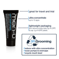 men-ü men-u MATT FACE MOISTURISER BUDDY TUBE 15ml, up to 20 applications, Ultra-Concentrate Mens Moisturiser, Use on the Face and Neck for Matt, Smooth & Firm Surface
