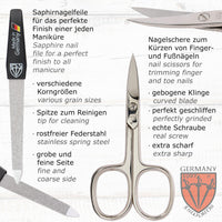 3 Swords Germany - brand quality 10 piece manicure pedicure grooming kit set for professional finger & toe nail care scissors clipper fashion leather case in gift box, Made by 3 Swords (6738)