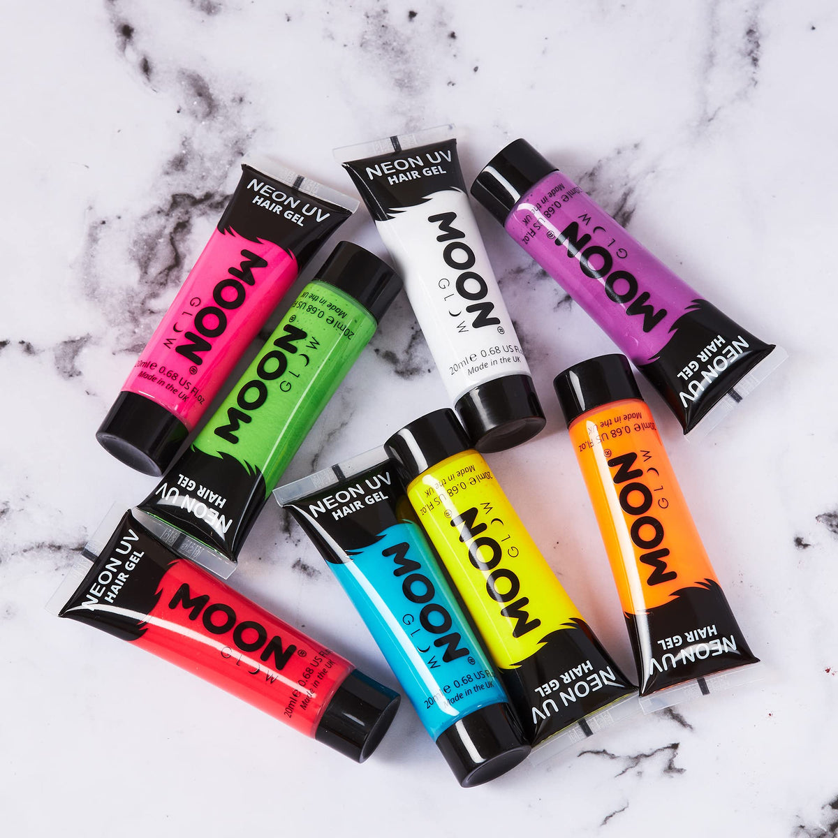 Moon Glow - Neon UV Hair Gel - 20ml Intense Green – Temporary wash out hair colour dye - Spike and glow!