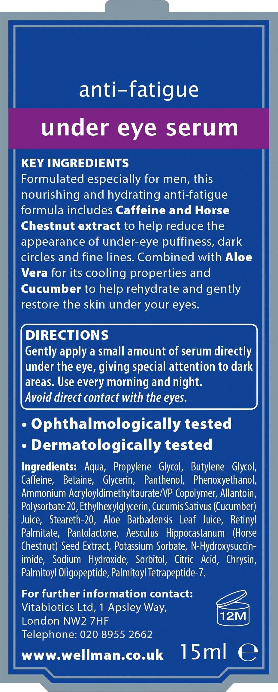 Vitabiotics Wellman Under Eye Serum - 15 ml