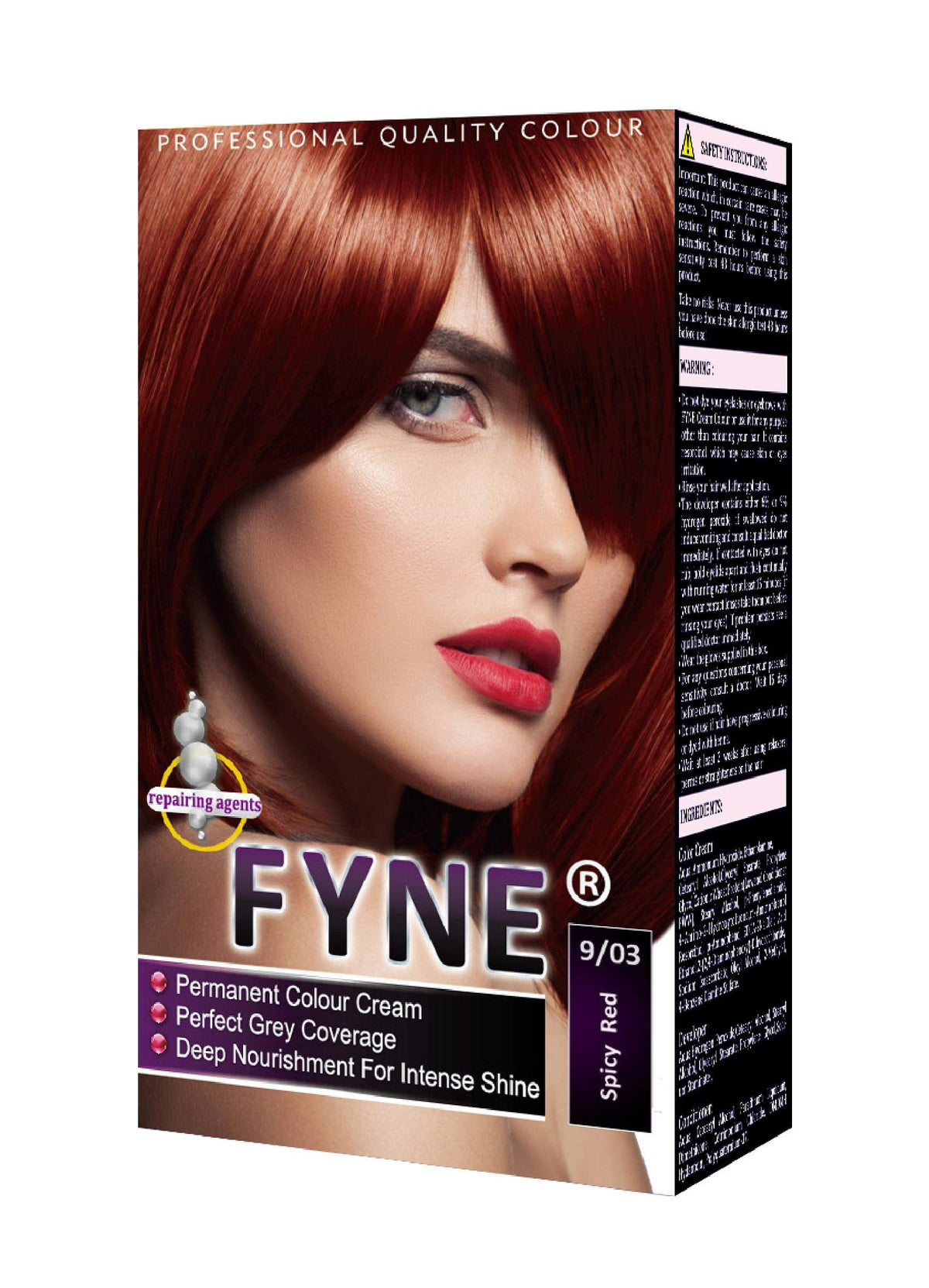 FYNE Spicy Red Permanent Hair Dye for Women - Home Hair Colour Cream with Built-in Conditioner - Gentle, Long-Lasting, Easy to Use, Suitable for All Hair Types - Achieve Salon-Quality Results at Home