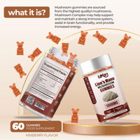 Izkan Mushroom Gummies 1000mg - Lion Mane Mushroom Gummies Supplement Promotes Focus, Memory, and Mood - 60 Count (Mixed Berry Flavor, Halal, Gluten-Free, Vegan) (3)