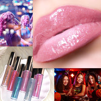 HAORQEE Glitter Lip Gloss Lipstick, Diamond Metallic Pink Coral Shimmer Lipgloss Liquid Lipstick Long Lasting Waterproof Non-Stick Cup Sparkle Shiny Lip Plumper Tinted Lip Balm for Women