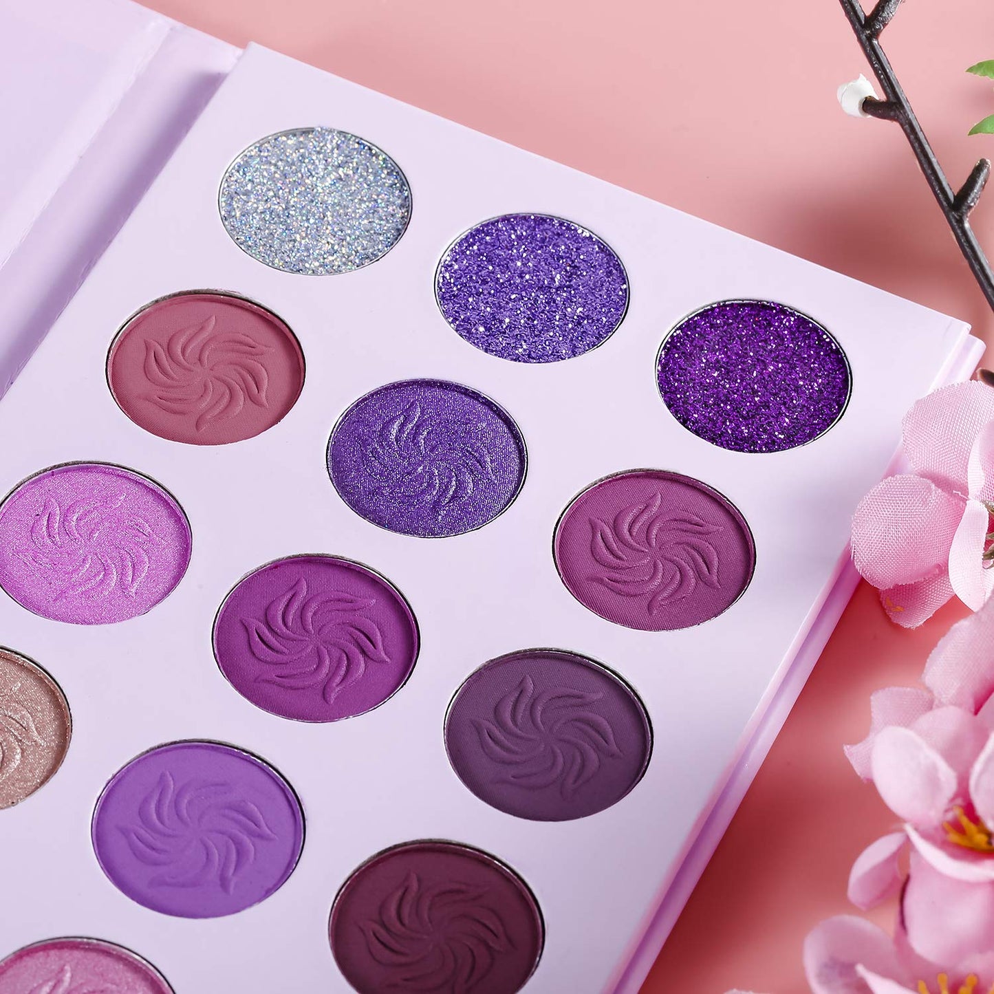Afflano Highly Pigmented Pink Purple Eye Makeup Palette, Matte Glitter, Dark Red Violet Silver Cute Shimmer Wedding Eyeshadow Palette for Girl Women