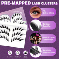 LANKIZ Cluster Lashes,Lankiz Biomimetic Individual Eyelashes Wispy C Curl Lash Clusters Reusable Lash Extensions DIY for Daily Wear and Events（Parseltongue）