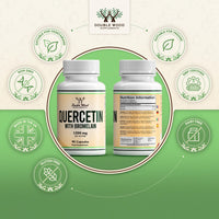 Double Wood Supplements Double Wood Quercetin 1000mg with Bromelain 200mg – 90 Vegan Capsules (30 Day Supply) – Immune Support, Antioxidant, Respiratory, Mucus & Allergy Relief – Non-GMO, UK Made