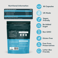 Nutrition Geeks Magnesium Glycinate 3-in-1 Complex - 1800mg Supplements as Bisglycinate, Citrate & Malate 90 Vegan Capsules, Triple High Absorption 384mg Elemental, UK Made