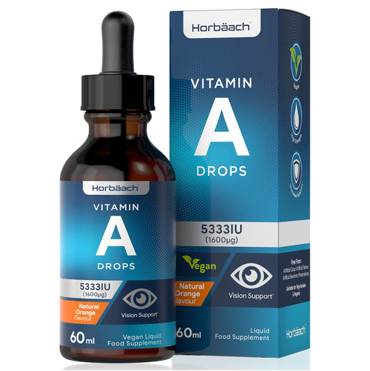 Vitamin A Drops 5333 IU | 60ml Vegan Liquid | High Strength Retinol Supplement | by Horbaach