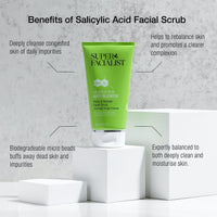 Super Facialist Salicylic Acid Anti Blemish Purify & Refresh Face Scrub - Face Wash for Acne Treatment & Blackhead Remover with Salicylic Acid & Vitamin B 3, Vegan Friendly, 150ml