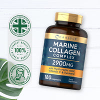 Marine Collagen with Hyaluronic Acid 2900mg | Complex with Vitamins C, E B2, Biotin & More! | Marine Collagen Capsules | 180 Count | by Carlyle