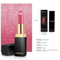 HAORQEE Pink Lipstick, Glitter Metallic Shimmer Lipsticks, Colour Changing Long Lasting Non-stick Cup Bright Pink Moisturizing Waterproof Sparkle Gift for Women Girls