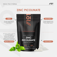 ALPHA01 Zinc Picolinate 100mg - Immune Suport Elemental Zinc Picolinate - 90 Vegan Capsules (3 Months Supply) - Resealable and Recyclable Pouch By Alpha01