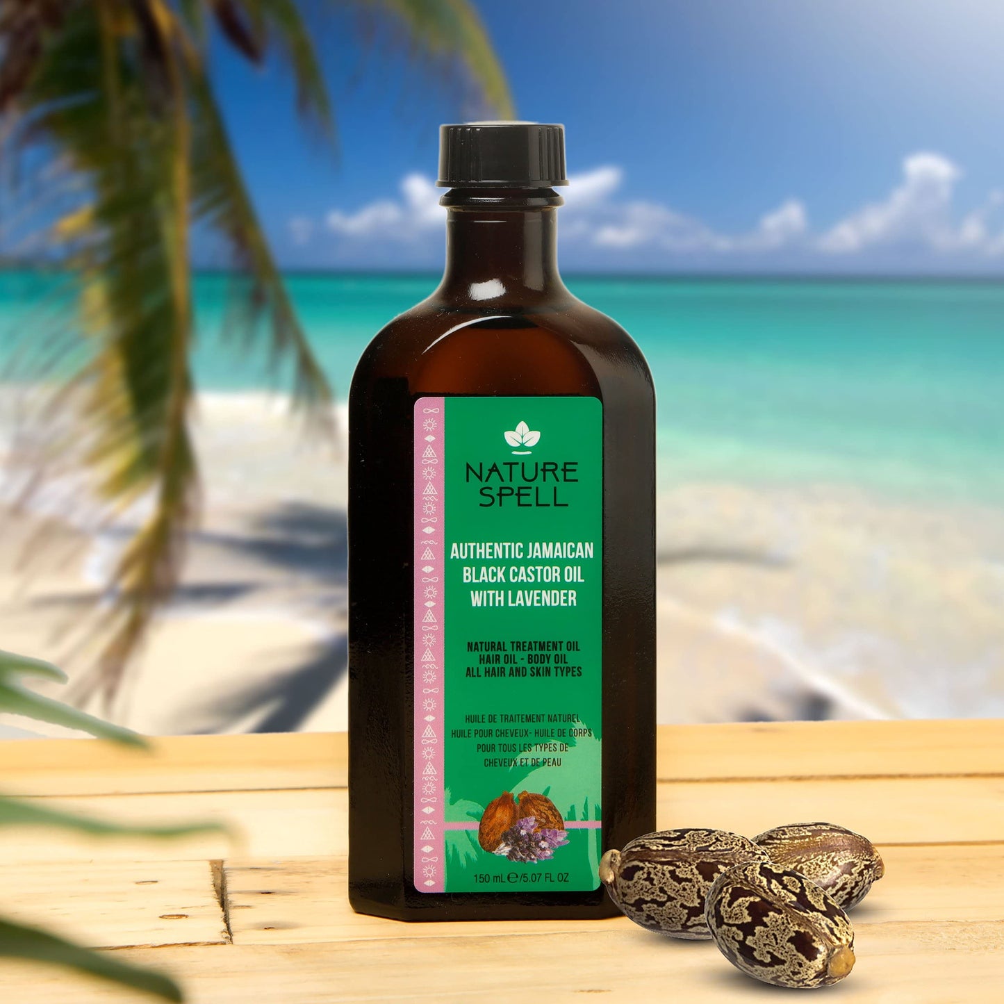 Nature Spell Authentic Jamaican Black Castor Oil with Lavender for Hair & Body 150 ml - Strengthen Hair Roots - Treat Dry and Damaged Hair