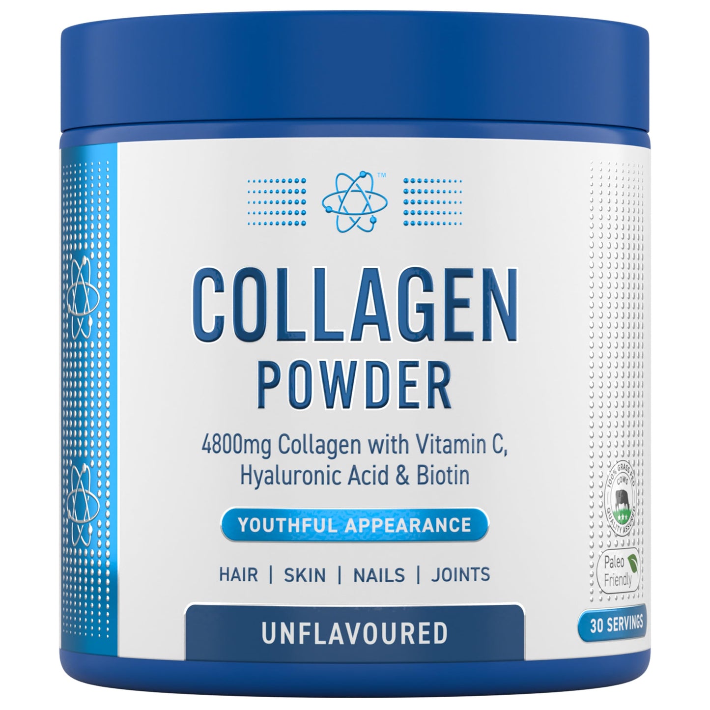 Applied Nutrition Collagen Peptides Powder - Hydrolysed Bovine Collagen Protein, Halal, Healthy Skin, Hair, Nails (Unflavoured) (150g - 30 Servings)