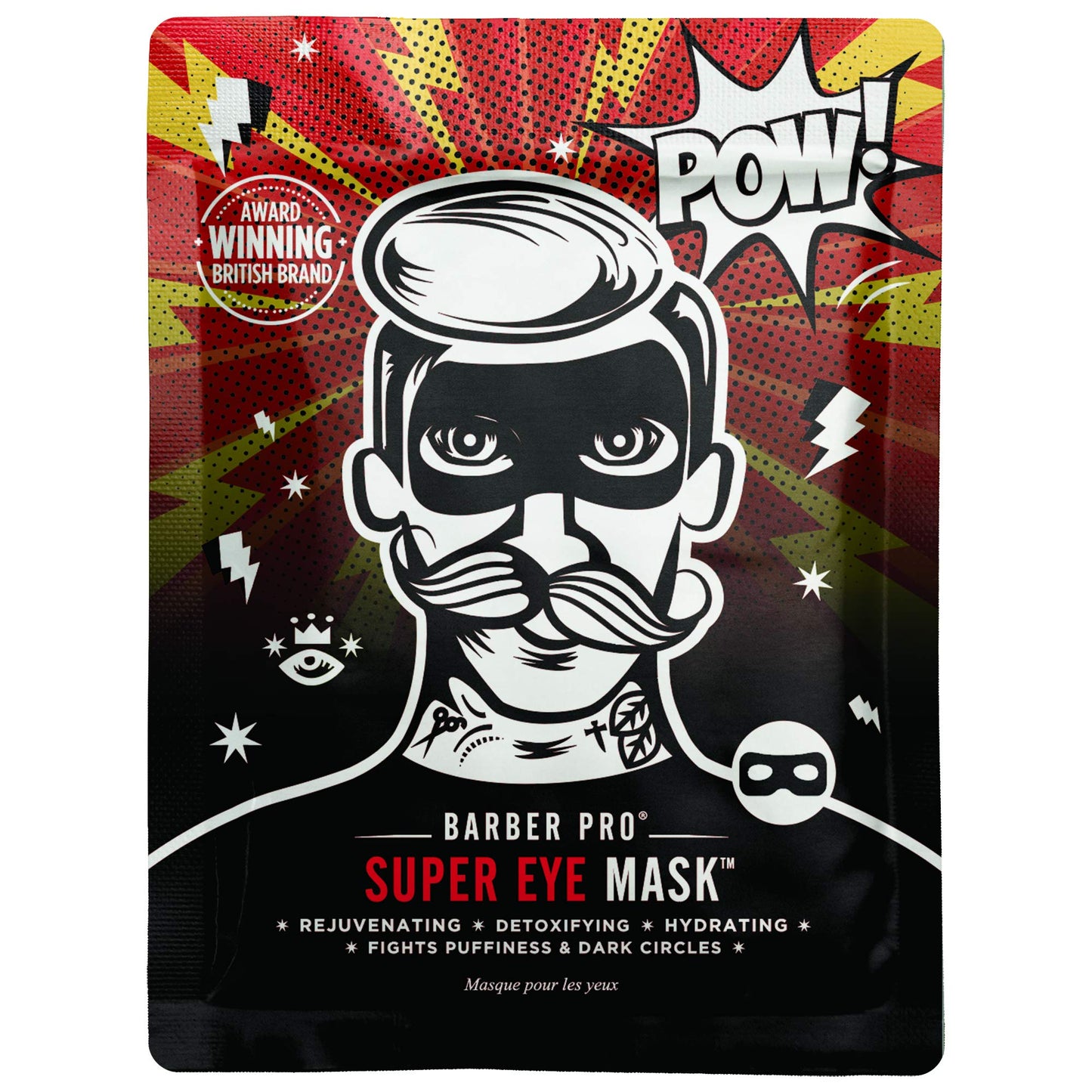 BARBER PRO SUPER EYE MASK Mens Face Mask Detox Hydrate Moisturising Bamboo Sheet Natural Skincare For Puffy Eyes & Dark Circles Vegan Multi Award Winning Brand