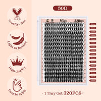 Higu clace Individual Lashes Cluster 320pcs, D curl Lash Clusters 50D DIY Individual Eyelashes 12-18mm Mixed,Wispy Lash Extension Clusters Reusable False Lashes Clusters(50D Dcurl 12-18mm)