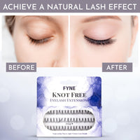 FYNE - KNOT FREE Individual Eyelashes, Black [60 Pcs, Ultra Thick Long 12mm, Single Pack] | Individual lashes, Eyelash Extensions, Natural Look | Volume Cluster Lashes | Premium False Lash Cluster