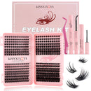 LYMYBETY Individual Eyelashes Kit, 392Pcs 4 Styles D Curl Mix9-16mm Soft Natural Cluster Lashes, with Eyelash Glue & Tweezers, DIY Lash Extensions for Christmas, Valentine's Day, Anniversary(Eyelash Book Kit)