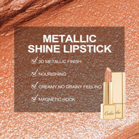 Oulac OULAC Glow Metallic Shine Lipstick, Nude High Impact Lipcolor, Lightweight Soft and Ultra Hydrating, Long Lasting, Vegan & Cruelty-Free, Full Coverage Lip Color 4.3 g/0.15 GM10 Chicness