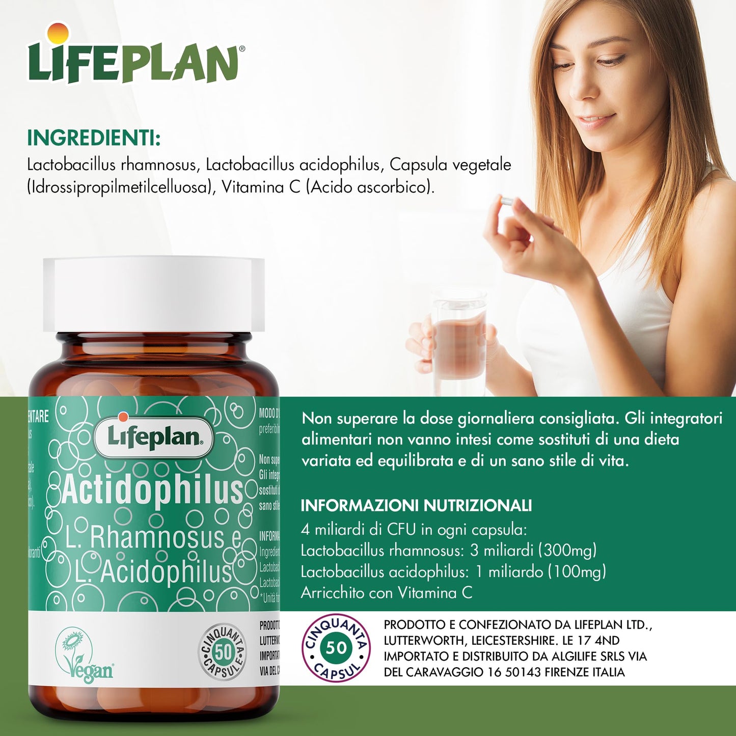 LIFEPLAN Lifeplan Acidophilus and Rhamnosus Vegicap 50 Capsules