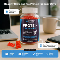 Whey Protein Gummies – Peach Flavour, 6g Protein per Serving, Low Sugar – Vegetarian Protein Supplement with Amino Acids, Vitamins & Minerals for Muscle Recovery – 60 Gummies – Formulated in The UK