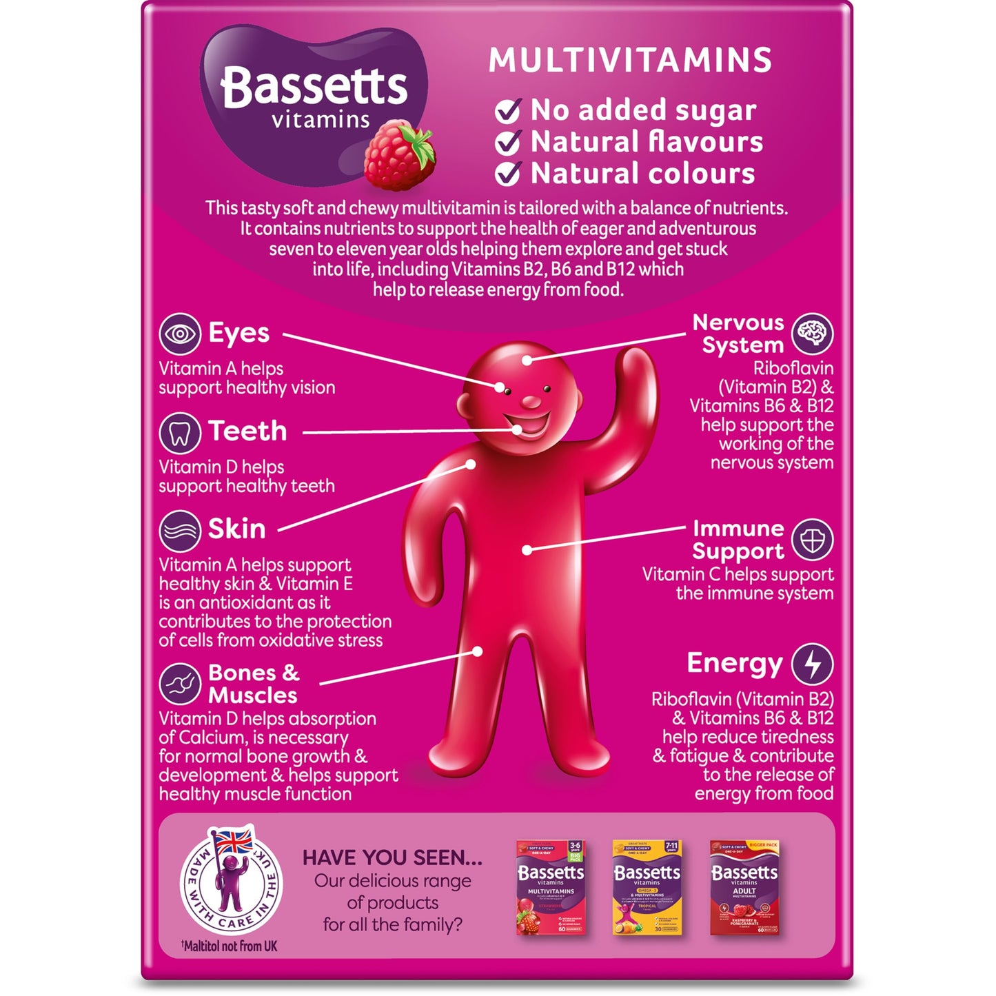 Bassetts Vitamins 7-11 Multivitamins Raspberry 60's