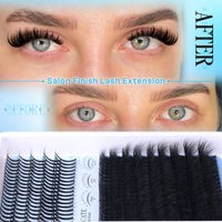CORUSCATE 80D Cluster Lashes Fluffy Individual Eyelashes Thick D Curl Lashes Individual Cluster 12-20mm with Long Lash Spikes Volume Eyelash Clusters DIY Spiky Russian Strips Eyelashes Mega Extension