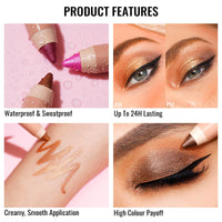 Oulac Nude Champagne Eyeshadow Stick - Shimmer Eye Shadow Pencil for Highlighter, Waterproof & Long Lasting, Blendable Glitter Eye Makeup, Vegan & Cruelty-Free 3.8g, (11) Golden Hour