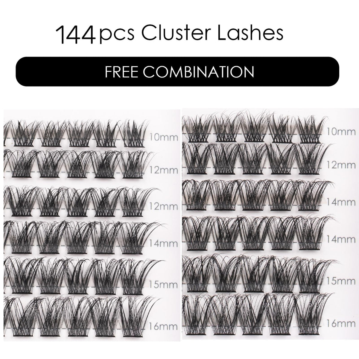 Magnetic SL Individual Lashes 144 Cluster Lashes 3D False Eyelashes Natural Look D Curl Reusable Fluffy Individual Cluster Lashes Soft Eyelashes DIY Cluster Eyelash Extensions Mix 10-16MM-DM17