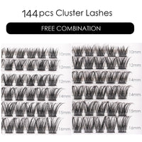 Magnetic SL Individual Lashes 144 Cluster Lashes 3D False Eyelashes Natural Look D Curl Reusable Fluffy Individual Cluster Lashes Soft Eyelashes DIY Cluster Eyelash Extensions Mix 10-16MM-DM17