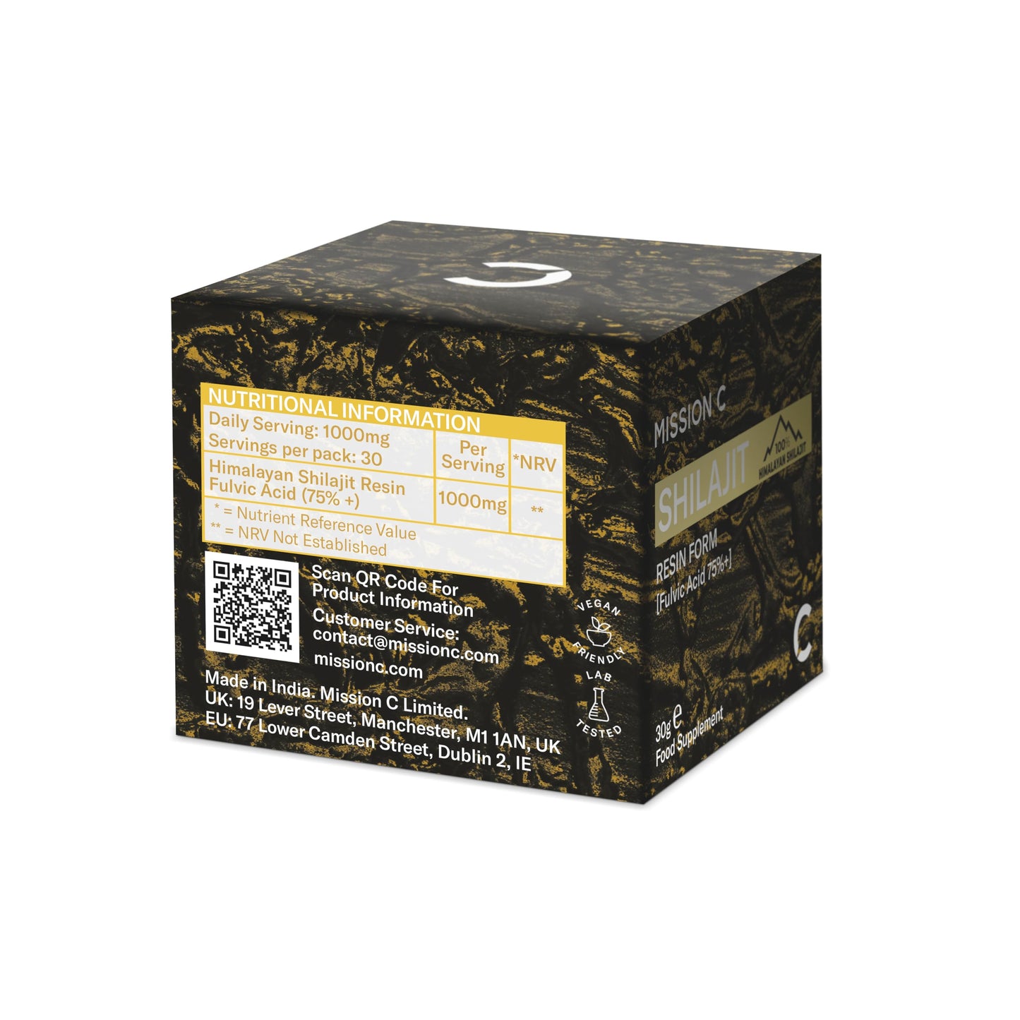 Shilajit from The Himalayas - 30g High Grade - 100% Pure, Rich in Fulvic & Humic Acid, Contains 85 Minerals, Immune System & Vitality Booster, Vegan - Lab Tested - Mission C