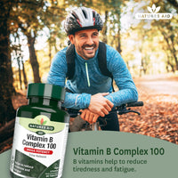 Natures Aid Vitamin B Complex 100mg – High Strength B Vitamins for Energy, Metabolism, Nervous System & Immune Support – Vegan, Gluten-Free, Non-GMO – Natural Supplement – 60 Tablets