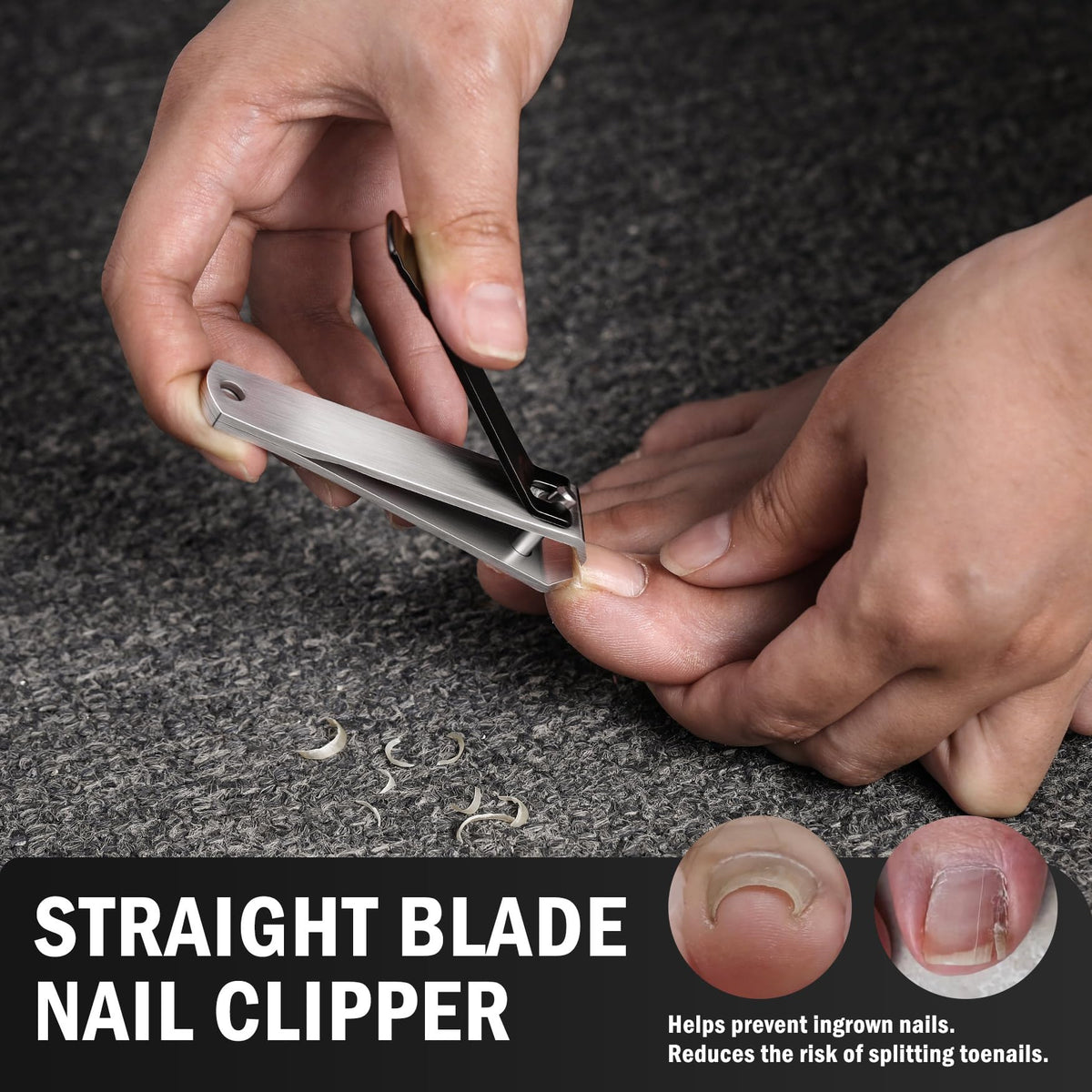 FVION Large Straight Blade Nail Clippers for Thick Toenails - Professional Stainless Steel Fingernail Clippers - Powerful Thick Nail Cutter for for Senior, Men and Women