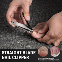 FVION Large Straight Blade Nail Clippers for Thick Toenails - Professional Stainless Steel Fingernail Clippers - Powerful Thick Nail Cutter for for Senior, Men and Women