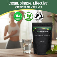 NEO-NUTRITION Mullein Leaf Extract for Lungs | High Strength 5000mg Mullein 10:1 Extract, Lung Support & Respiratory Health | Detoxification Aid & Cleansing Support Supplement - 60 Capsules