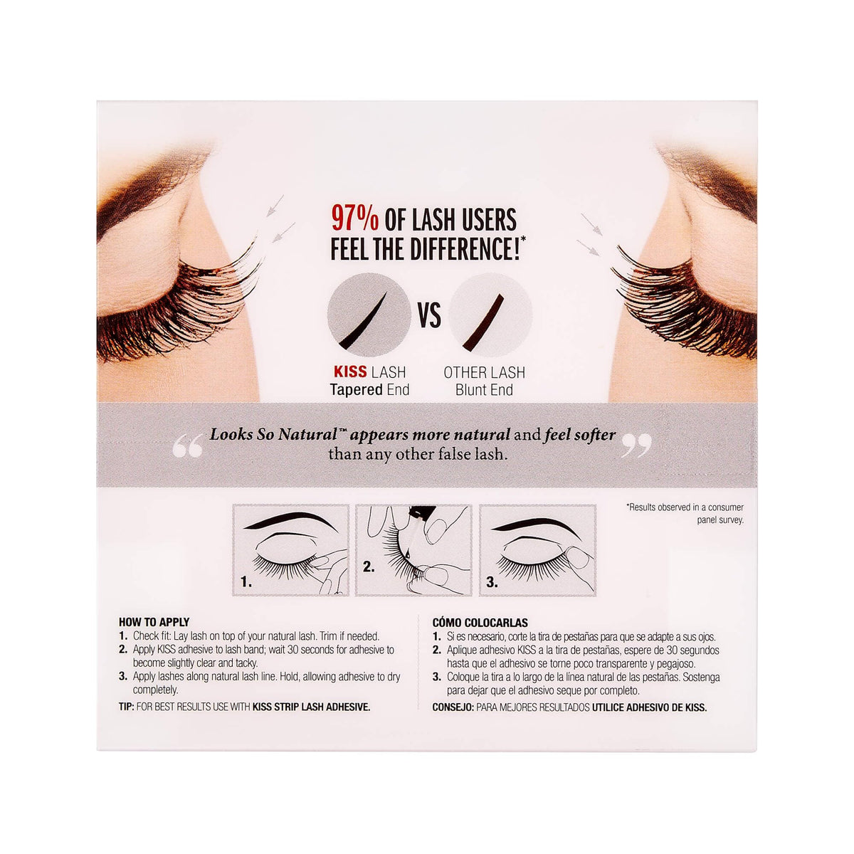 KISS Looks So Natural False Eyelashes Double Pack, Lightweight & Comfortable, Tapered End Technology, Reusable, Cruelty-Free, Contact Lens Friendly, Style 'Flirty', 2 Pairs Fake Eyelashes