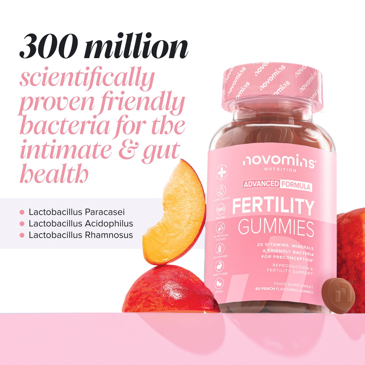 novomins Fertility Supplements for Women - 400ug Folic Acid, Inositol, Vitamin D, C, E, CoQ10-25 Prenatal Vitamins - Vegan & Gluten Free Conception Vitamins for Women - 60 Fertility Gummies - Novomins
