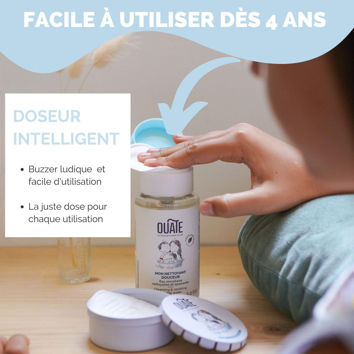 OUATE - Mes Soins à Bisous - Coffret Découverte Soin Visage pour Enfant (Mixte) - 4-6 Ans - 1 Soin Hydratant 30 ml + 1 Nettoyant Visage 150 ml - Formules Vegan - Made in France *#