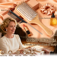 Sofmild Hair Brush, Eco-Friendly Natural Wooden Bamboo Paddle Hairbrush for Long Short Curly Thick Thin Hair for Men Women Kids, Massaging Scalp, Reducing Tangle & Hair Breakage, Promoting Hair Growth