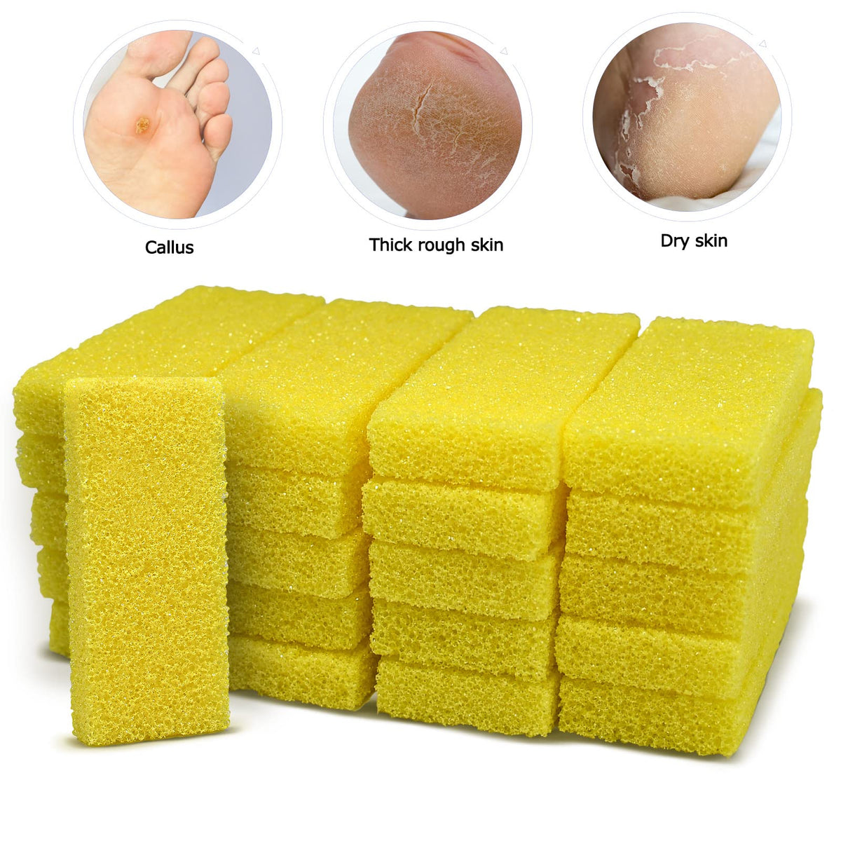 SALVMARY Disposable Pumice Stone for Feet Hard Skin Callus Remover Foot Scrubber Yellow 40 Pcs