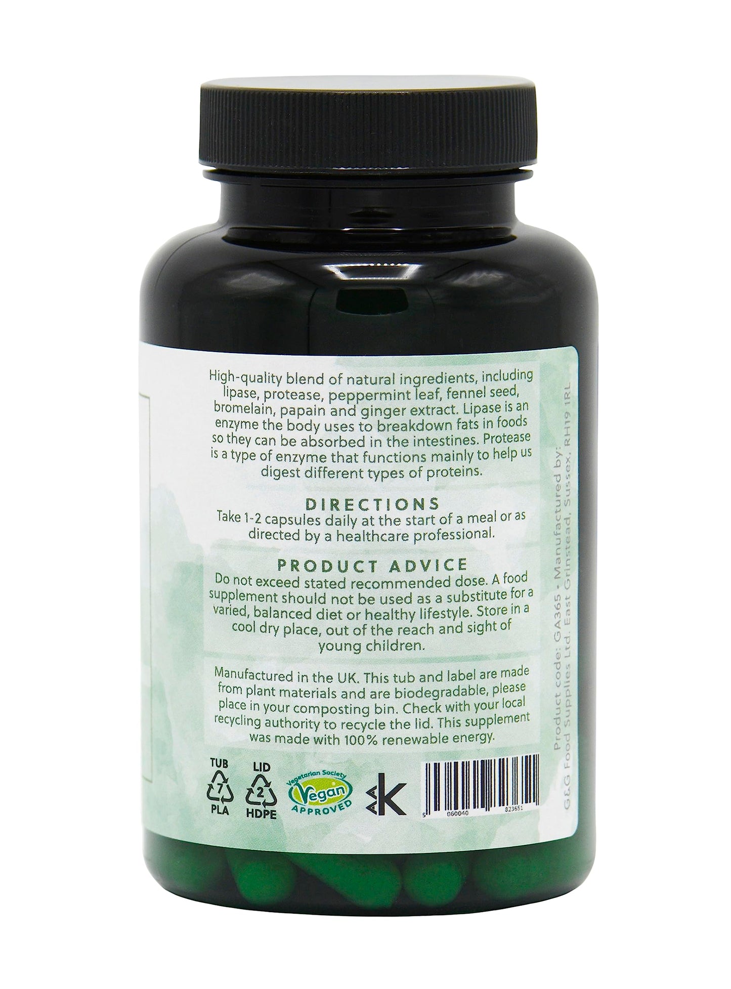 Digesta Zymes | Digestive Enzyme Supplement | Lipase, Protease, Trypsin, Ginger Root, Bromelain | 120 Capsules | G&G Vitamins