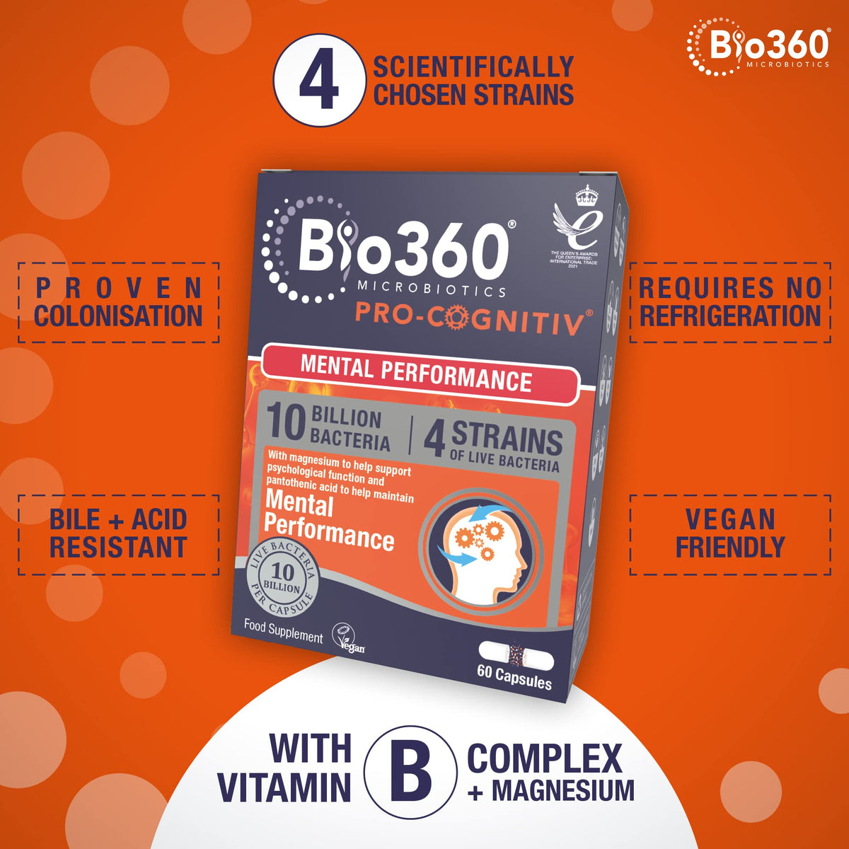 Natures Aid Bio360 Pro-Cognitiv (10 Billion Bacteria), from Natures Aid, Mental Performance, 60 Capsules
