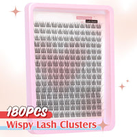 PHKERATA Wispy Cluster Lashes Natural Individual Eyelashes 180Pcs 9-12MM Lashes Individual Cluster Short Wispy C Curl Eyelash Clusters 9-12MM Super Thin Band Eyelashes