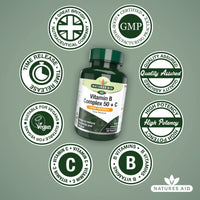 Natures Aid Vitamin B Complex 50 + C (High Potency) with Vitamin C - 90 Tablets