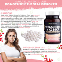 Only Nutrients | Vitamin D3 4000iu & Vitamin K2 125ug MK7 | 180 D3 K2 Enriched Vegetarian Tablets | Max Strength Supplement for Bone, Muscle & Immune System Support | UK Made Vitamin D Tablets