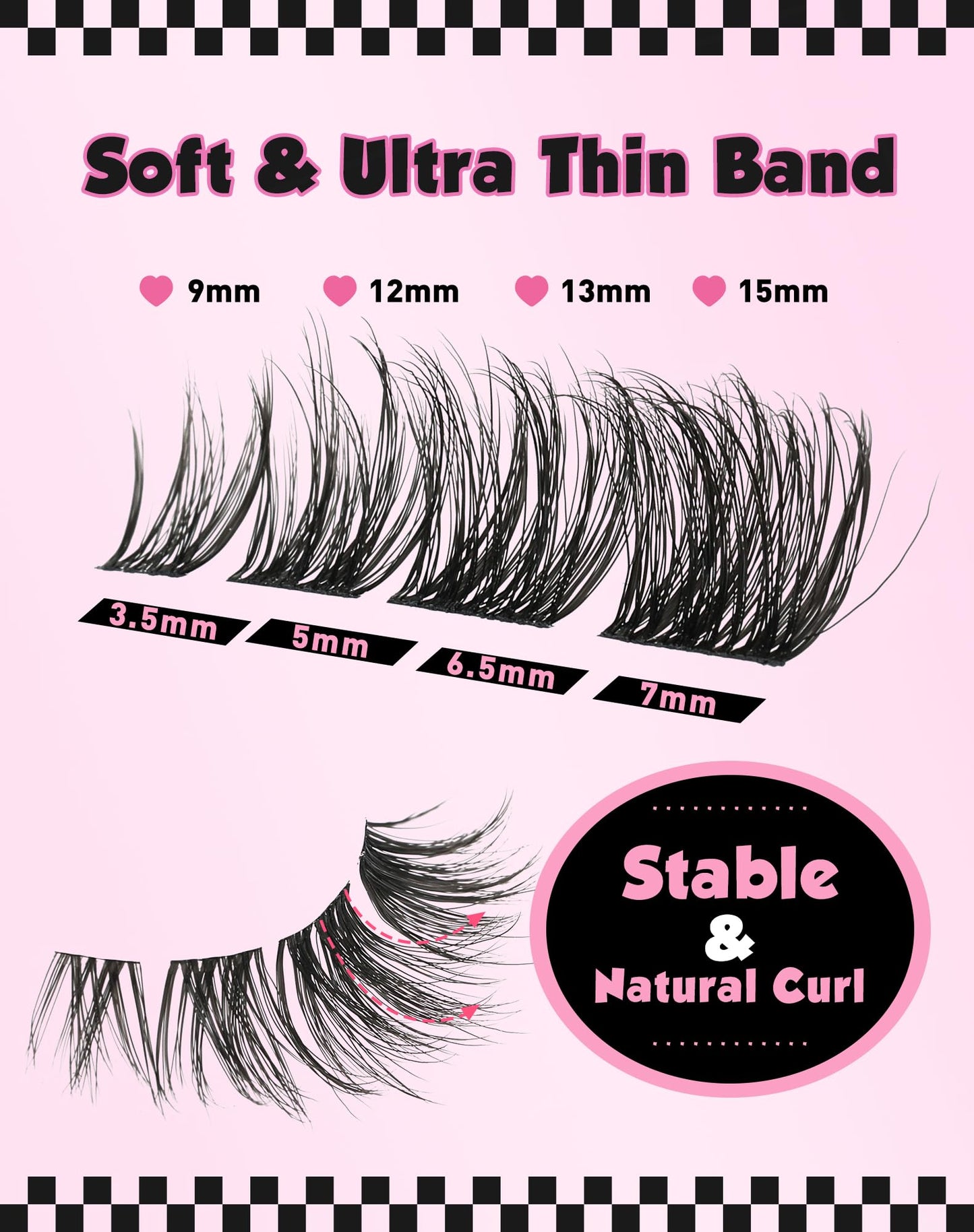 Jiocolor Lash Clusters Wispy Cat Eye Individual Lash Extensions Natural Cluster Lashes 9-15MM DIY Eyelash Extension C Curl Eyelash Cluster 7 Pairs